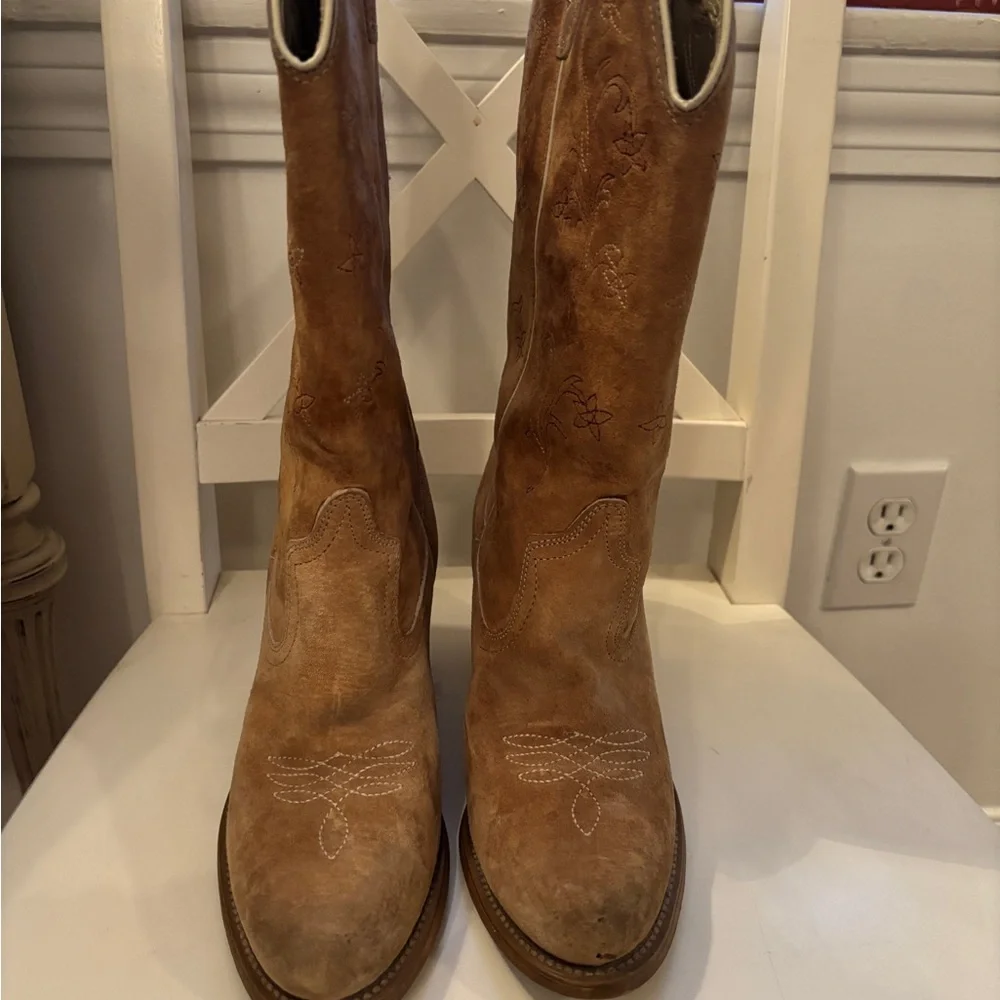 Wolverine suede Cowboy boots, Western wear brown Size 8 - Picture 2 of 8